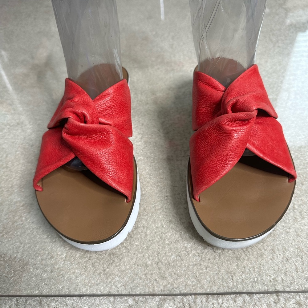 PAUL GREEN RED LEATHER PLATFORM SANDALS UK SZ 4 US SZ 6